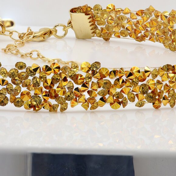 Sparkly Yellow Choker Necklace Adjustable Length Rhinestone Chokers (#35) - Picture 5 of 12